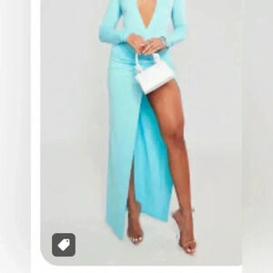 NWT PrettyLittleThing  BLUE TWIST DETAIL FEEL SOFT Skirt SZ XS